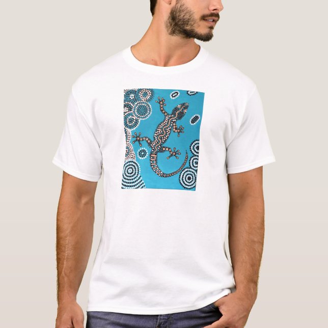 Aboriginal Art, Gecko, Punktmalerei, Dot-Painting T-Shirt (Vorderseite)