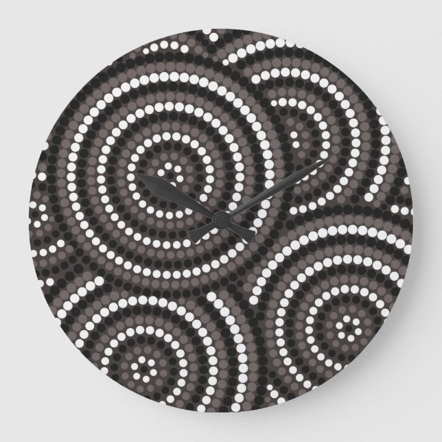 Aboriginal dot painting große wanduhr (Vorderseite)
