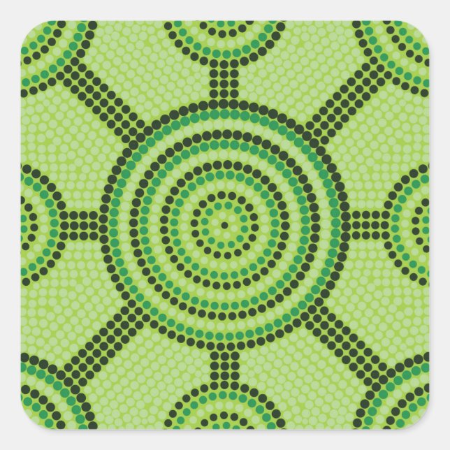 Aboriginal dot painting quadratischer aufkleber (Vorderseite)