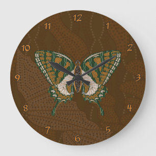 Aboriginal Swallowtail Clock Große Wanduhr
