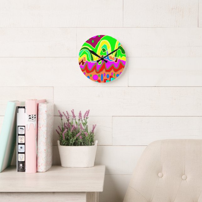 ABORIGINALTYP ART ABSTRAKT RUNDE WANDUHR (Lesesaal)