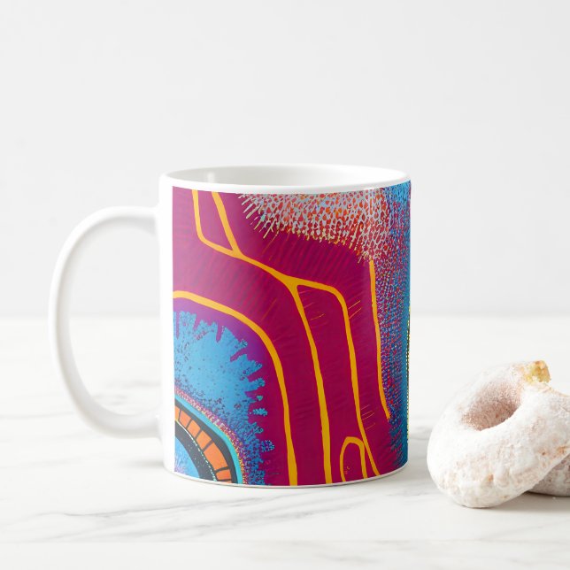 Aborigine-Abstrakt Art Vol. 01 Kaffeetasse (Mit Donut)
