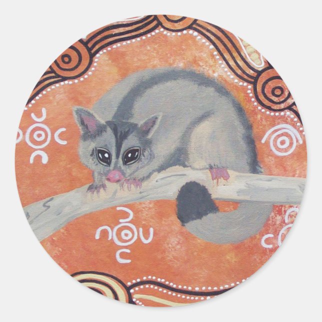 Aborigine Art Possum Sticker (Vorderseite)