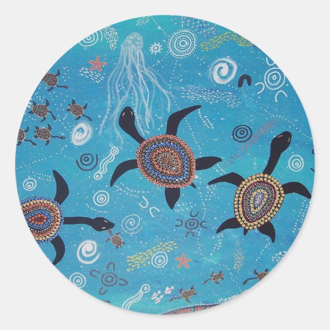 Aborigine Art Turtle Dreaming Sticker (Vorderseite)