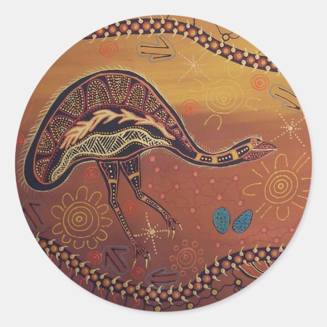 Aborigine Art Wild Emu Sticker (Vorderseite)