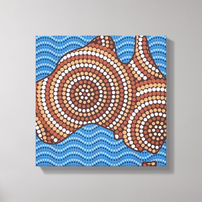 Aborigine-Australien Punktmalerei Leinwanddruck (Vorderseite)
