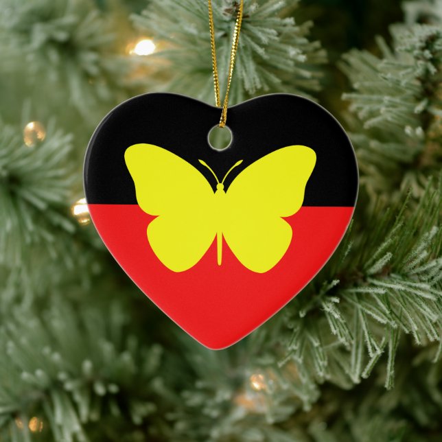 Aborigine-Butterfly-Fahne Keramik Ornament (Baum)