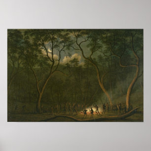 Aborigine-Coroboree im Land Van Diemen Poster