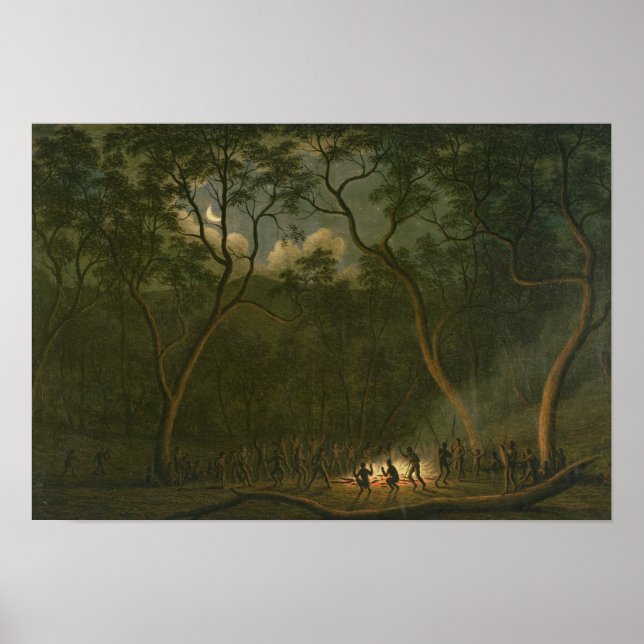 Aborigine-Coroboree im Land Van Diemen Poster (Vorne)