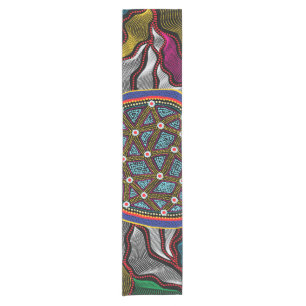 Aborigine-Design-15 Tabletten Kurzer Tischläufer