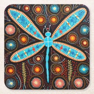 Aborigine-Dot Art Dragonfly-Untersetzer Rechteckiger Pappuntersetzer