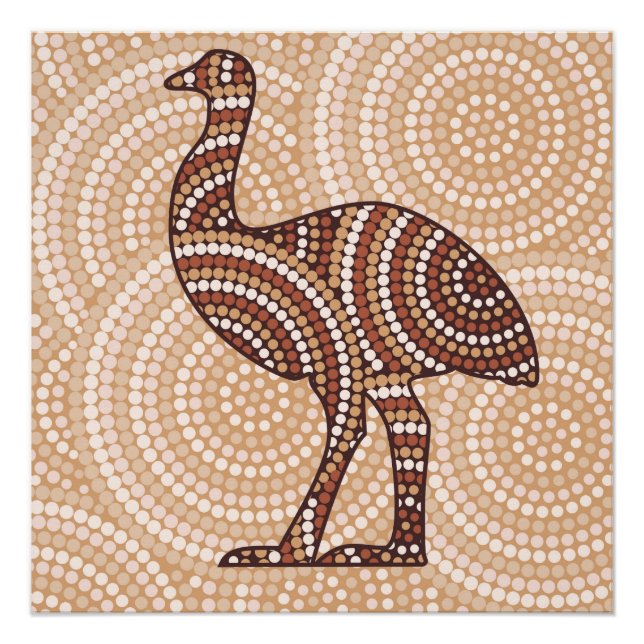 Aborigine-Emu-Punktmalerei Poster (Vorderseite)