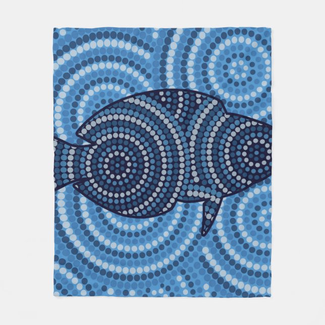 Aborigine-Fische Punktion Fleecedecke (Vorderseite)