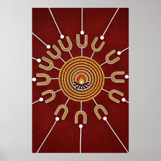 Aborigine Harmonie - Feuerseitige Kunst Poster