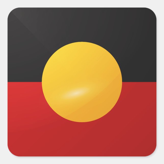 Aborigine-Hochglanzflagge Quadratischer Aufkleber (Vorderseite)