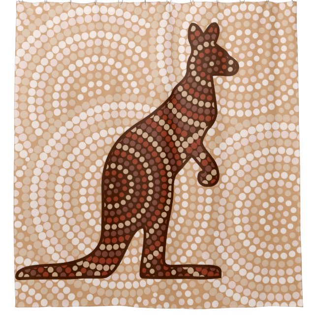 Aborigine-Kangaroo-Punktmalerei Duschvorhang (Vorderseite)