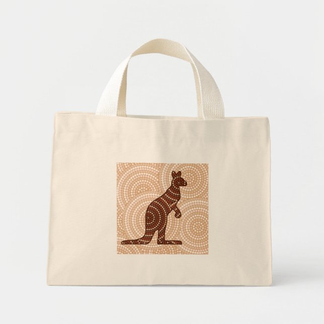 Aborigine-Kangaroo-Punktmalerei Mini Stoffbeutel (Vorne)