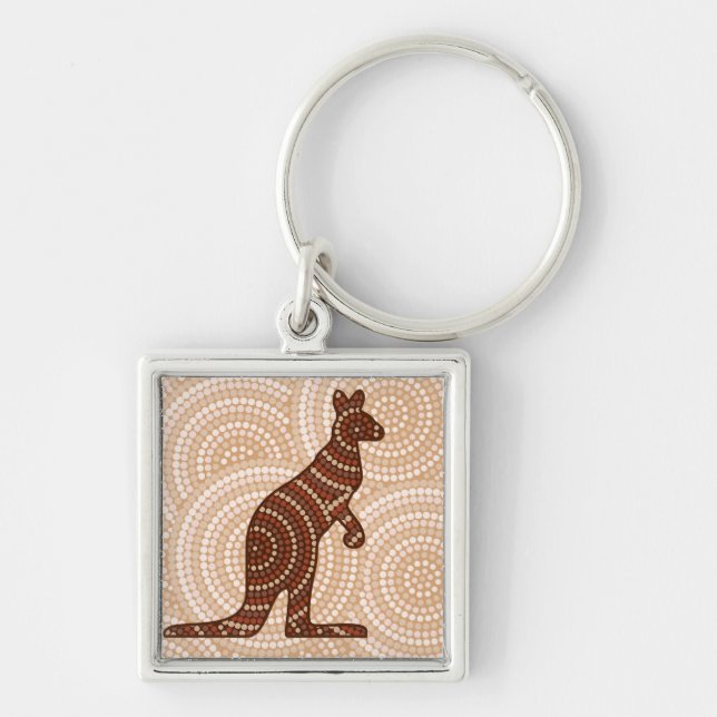 Aborigine-Kangaroo-Punktmalerei Schlüsselanhänger (Vorne)