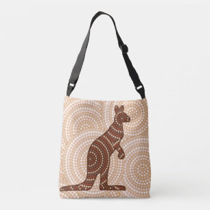 Aborigine-Kangaroo-Punktmalerei Tragetaschen Mit Langen Trägern