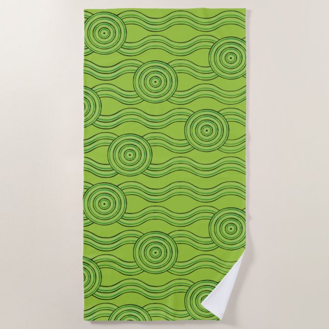 Aborigine-Kunst Rainforest Strandtuch (Vorderseite)