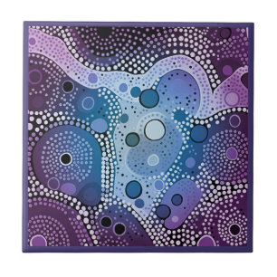 Aborigine-Kunst Stil lila 5 9 Keramiken Tile Fliese