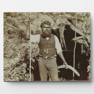 Aborigine mit Boomerang, c.1860s (sepia-Foto) Fotoplatte