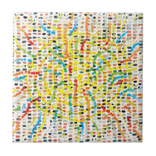 Aborigine-Moderne Vier Keramiken Tile Fliese (Vorderseite)