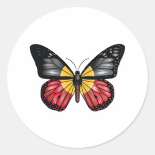 Aborigine Monarque Butterfly Flag Runder Aufkleber