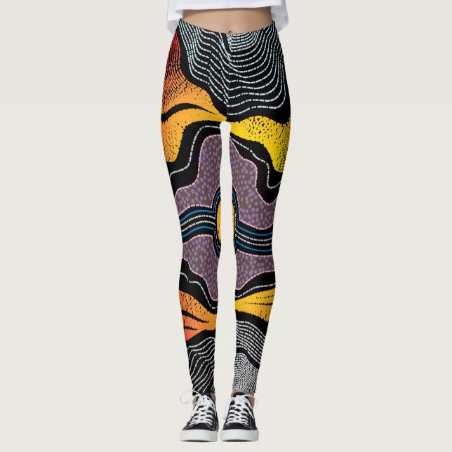 Aborigine-Muster-1-Leggings Leggings (Vorderseite)