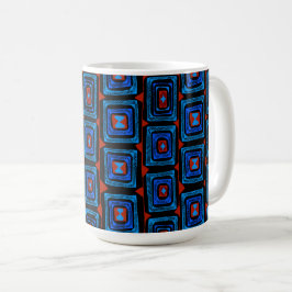 Aborigine-Quadrate - Red Turquoise Blue Kaffeetasse