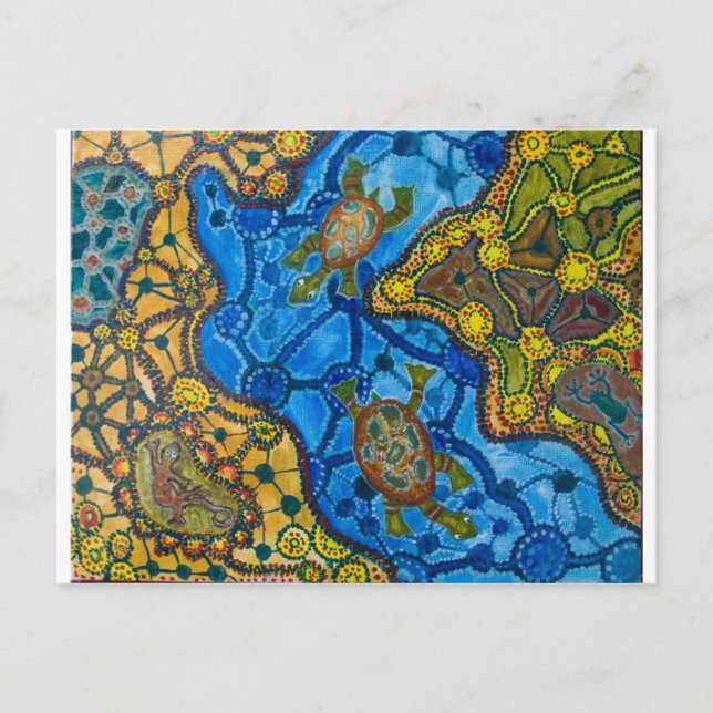 Aborigine-Schildkröten Malerei Postkarte (Vorderseite)