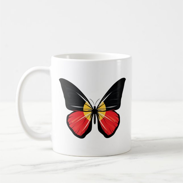 Aborigine-Schmetterlingsflagge Kaffeetasse (Links)