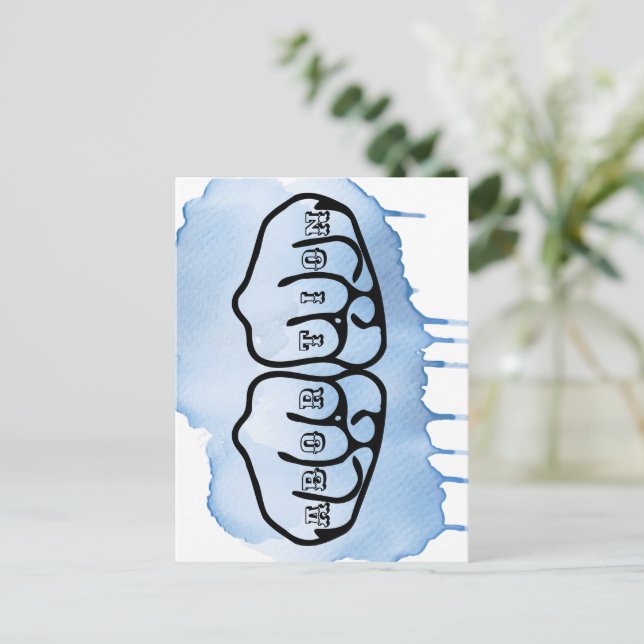Abortion Knuckle Tattoos Postkarte (Stehend Vorderseite)