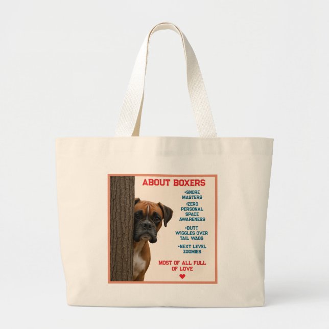 About Boxers Funny & Loving Boxer Dog Quote Design Jumbo Stoffbeutel (Vorne)