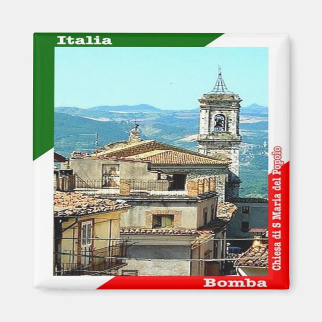 ABR018 BOMBA, Abruzzo, Italien, Kühlschrank Magnet (Vorne)