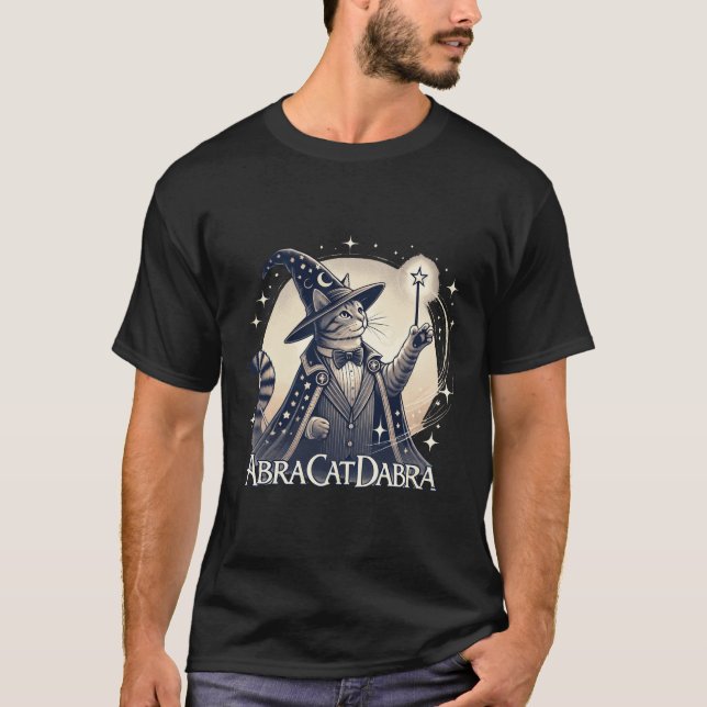 AbraCatDabra - Magischer Wizard Cat T-Shirt (Vorderseite)