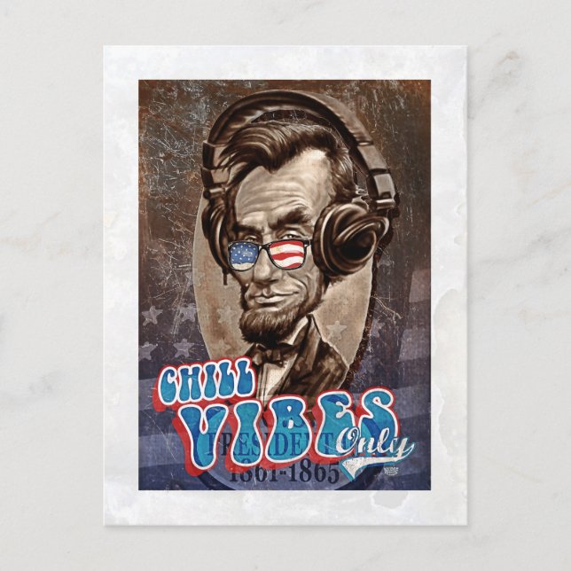 Abraham Chillincoln Lincoln Music Headphones Postkarte (Vorderseite)