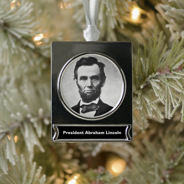Abraham Lincoln: 16. Präsident von Amerika Banner-Ornament Silber (Baum)
