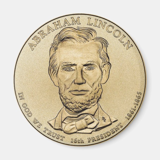 Abraham Lincoln $1 Magnet de pièce présidentielle (Devant)