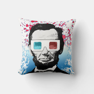 Abraham Lincoln 3D-Brille Patriotisch Rot Blau Kissen