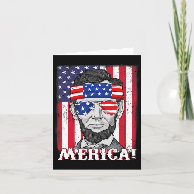 Abraham Lincoln 4. Juli Merica American Flag B Karte (Vorderseite)
