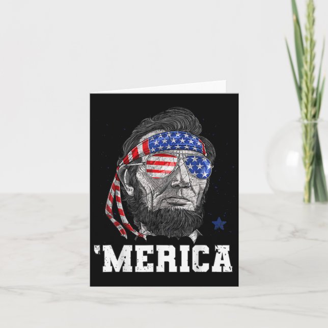 Abraham Lincoln 4. Juli Merica Männer Frauen Ameri Karte (Vorderseite)