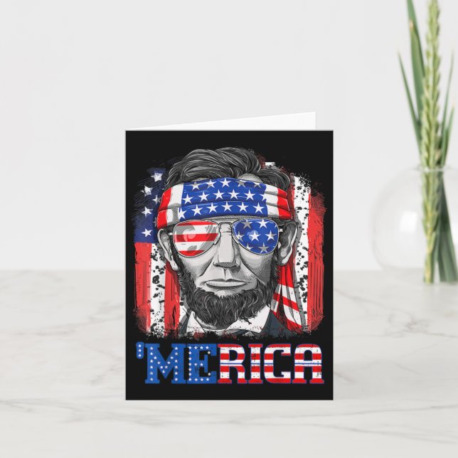 Abraham Lincoln 4. Juli Merica Männer Frauen Ameri Karte (Vorderseite)