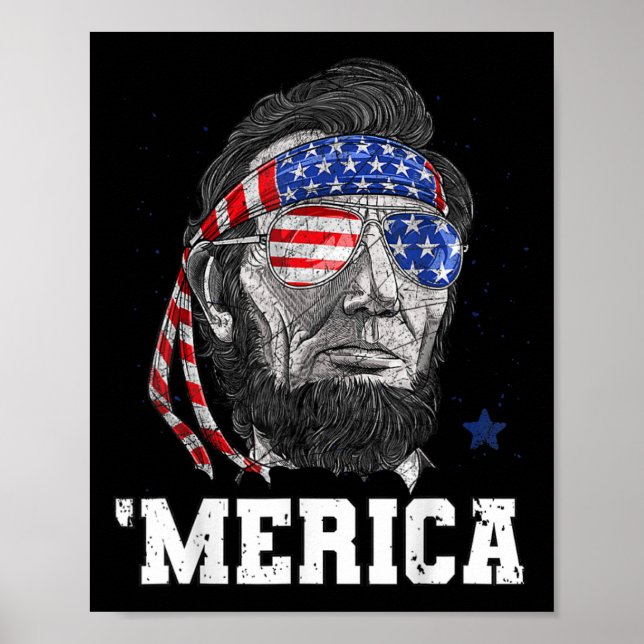 Abraham Lincoln 4. Juli Merica Männer Frauen Ameri Poster (Vorne)
