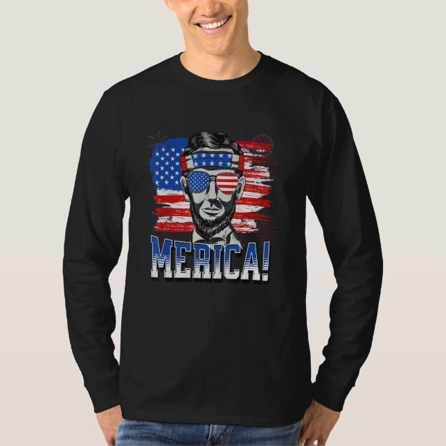 Abraham Lincoln 4. Juli Merica Männer Frauen Ameri T-Shirt (Vorderseite)