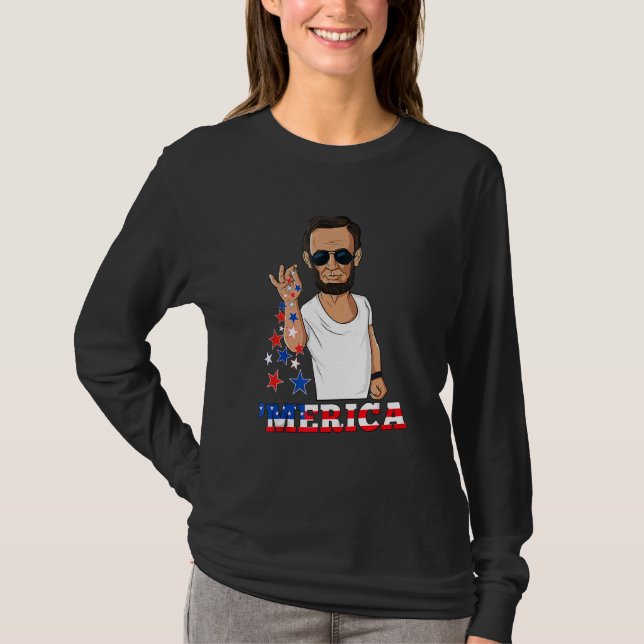Abraham Lincoln 4. Juli Merica T-Shirt (Vorderseite)