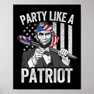 Abraham Lincoln 4. Juli Shirt Männer Amerikanisch Poster