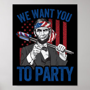 Abraham Lincoln 4. Juli Shirt Men American Usa Poster