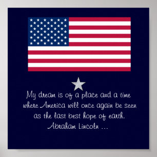 Abraham Lincoln 4. Juli Zitat Flagge Poster