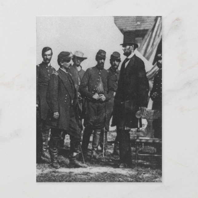 Abraham Lincoln auf dem Schlachtfeld in Antietam Postkarte (Vorderseite)